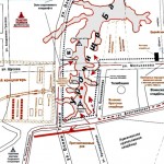 Розміщення Сирецького концтабору біля Бабиного яру (на фоні сучасної мапи Києва)